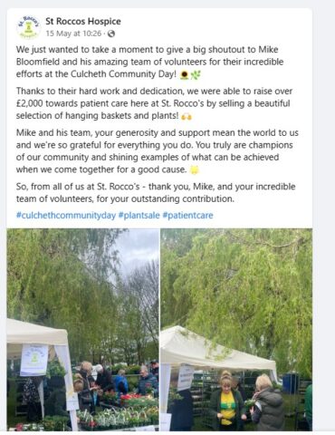 St Rocco's Hospice facebook Page post about community Day.