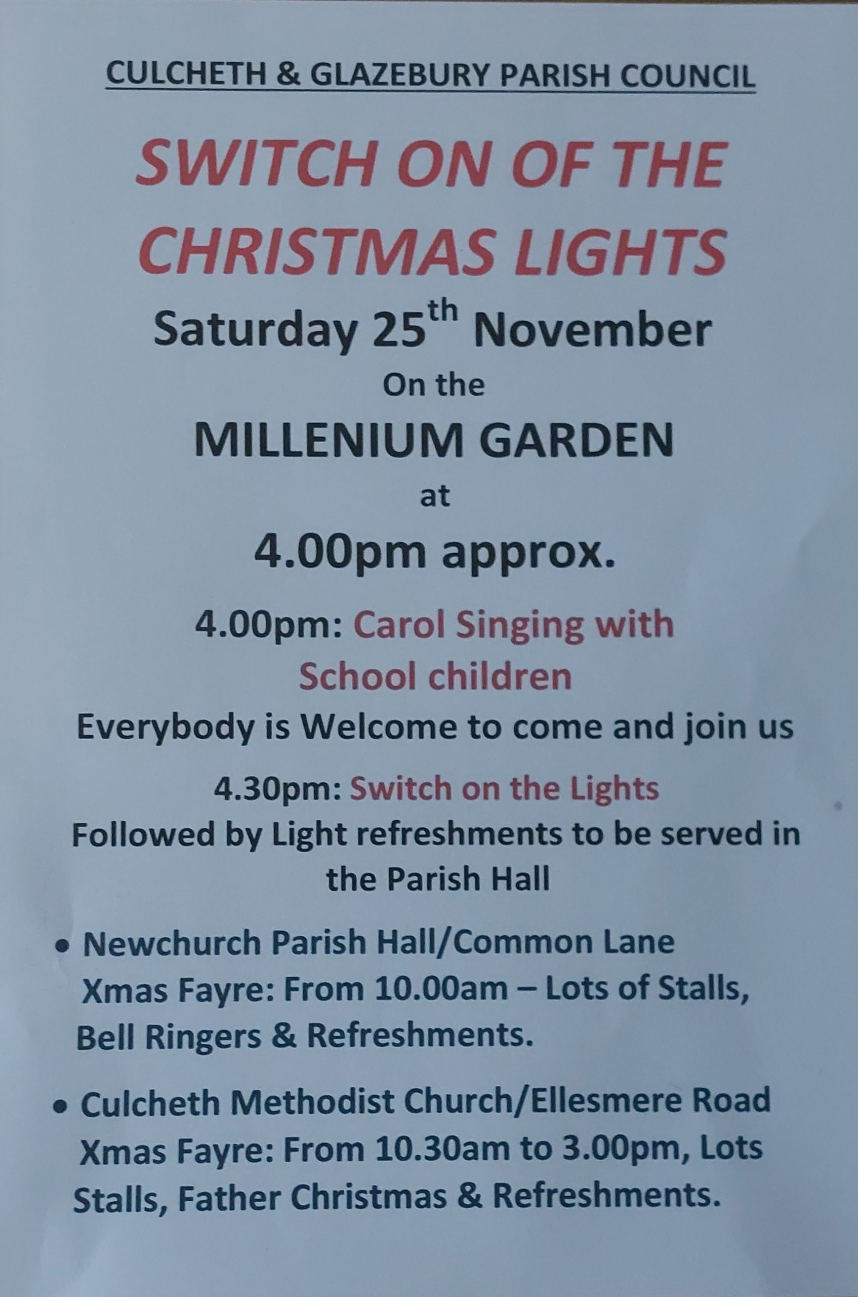 Parish Council Lights switch on Dec 23
